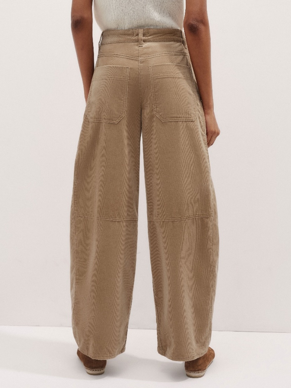 ME+EM Cord Extreme Seam Pant Washed Brown Wide Leg Womens 4